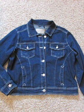 NWOT Rhythm In Blues 1X Dark Denim Jean Jacket Rhinestone Button Pockets Western